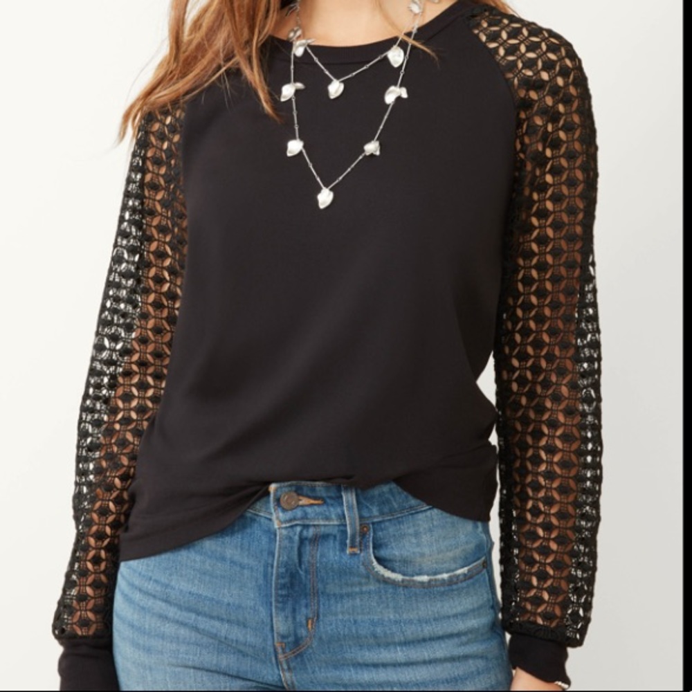 Black Lace Sleeve Top